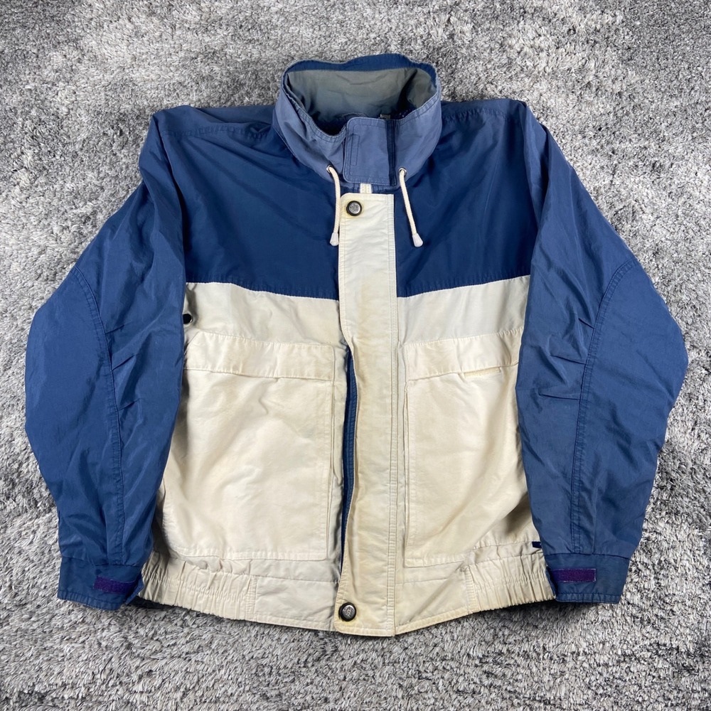 Vintage London Fog Windbreaker Jacket Men Medium Blue Cream Sailing Gorpcore 90s